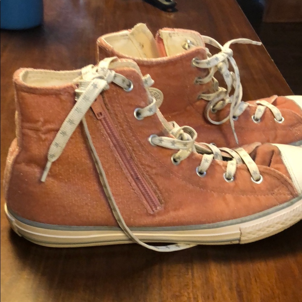 Pink velvet converse, size 8